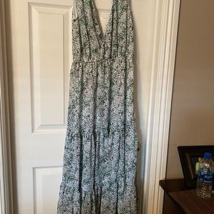 Beautiful maxi dress. Green, white and light shade of pink. Never worn.